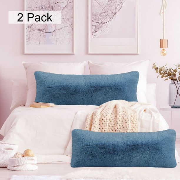 Room Essentials Shaggy Textured Faux Fur Body Pillow Cover Blue Room Essentials Shaggy Textured Faux Fur Body Pillow Cover Blue